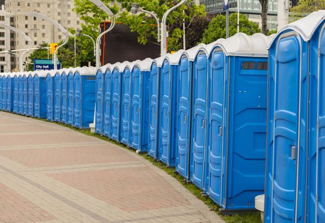 Seasonal porta potty units set up at a Cleburne, Texas venue